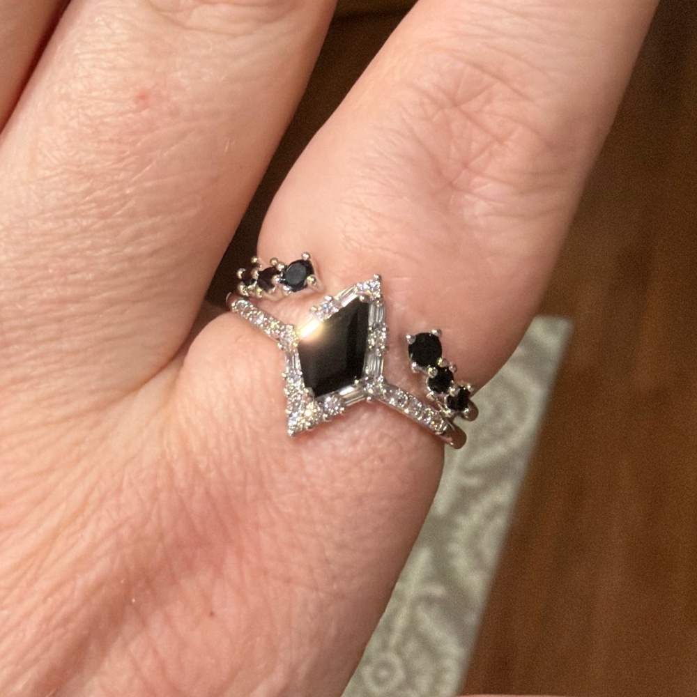 Bomb Party black onyx cz 2 ring set